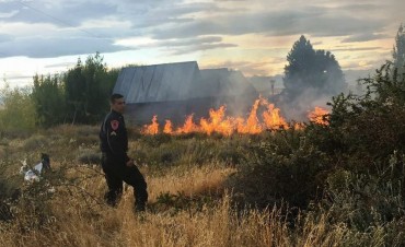 Incendio de pastizales casi alcanza una vivienda