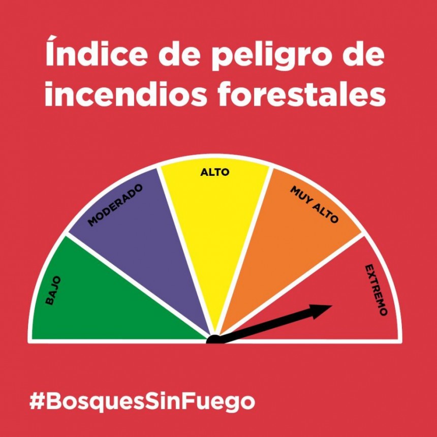 Mucho cuidado. Hay riesgo extremo de incendios forestales