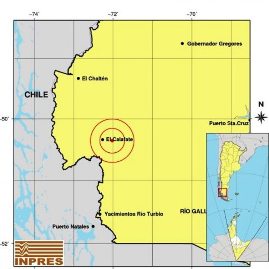 INPRES sit&uacute;a el temblor a 17 Km de El Calafate