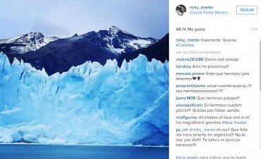 Ricky Martin almorz&oacute; frente al glaciar en un crucero