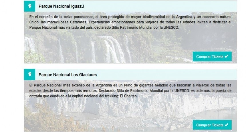 Ya se pueden comprar los ingresos al parque nacional en la web