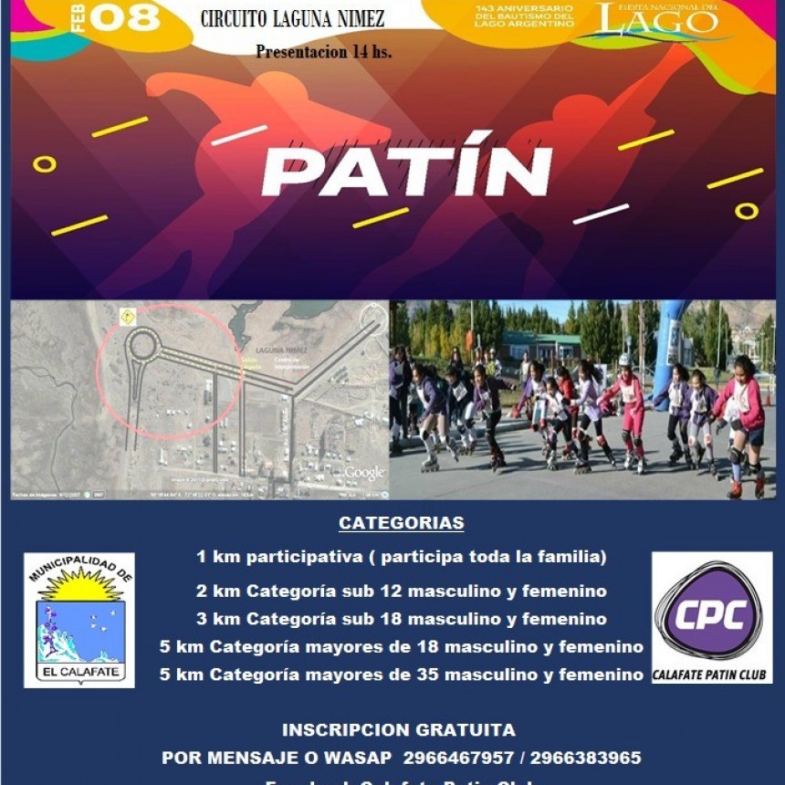 El s&aacute;bado se corre el Pat&iacute;n Carrera del Lago Argentino