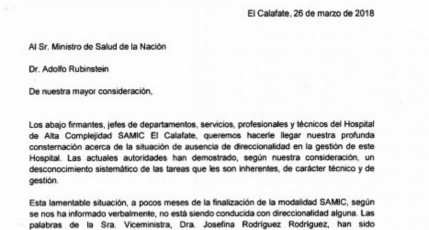 Hospitalarios se quejan ante el Ministro de Salud de Naci&oacute;n