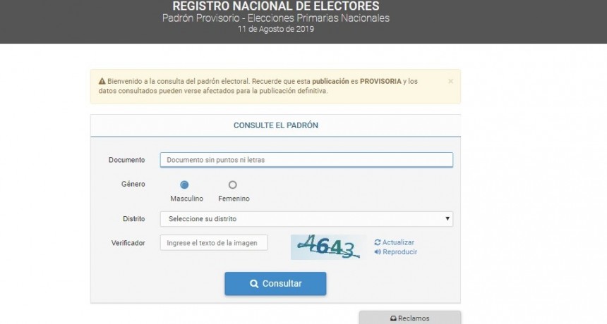 Ya se puede consultar el padr&oacute;n provisorio.