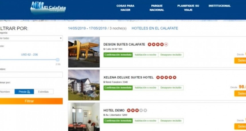 El Calafate habilita las reservas y ventas en su p&aacute;gina web