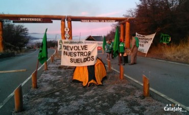 Protesta de ATE en la entrada al Parque Nacional