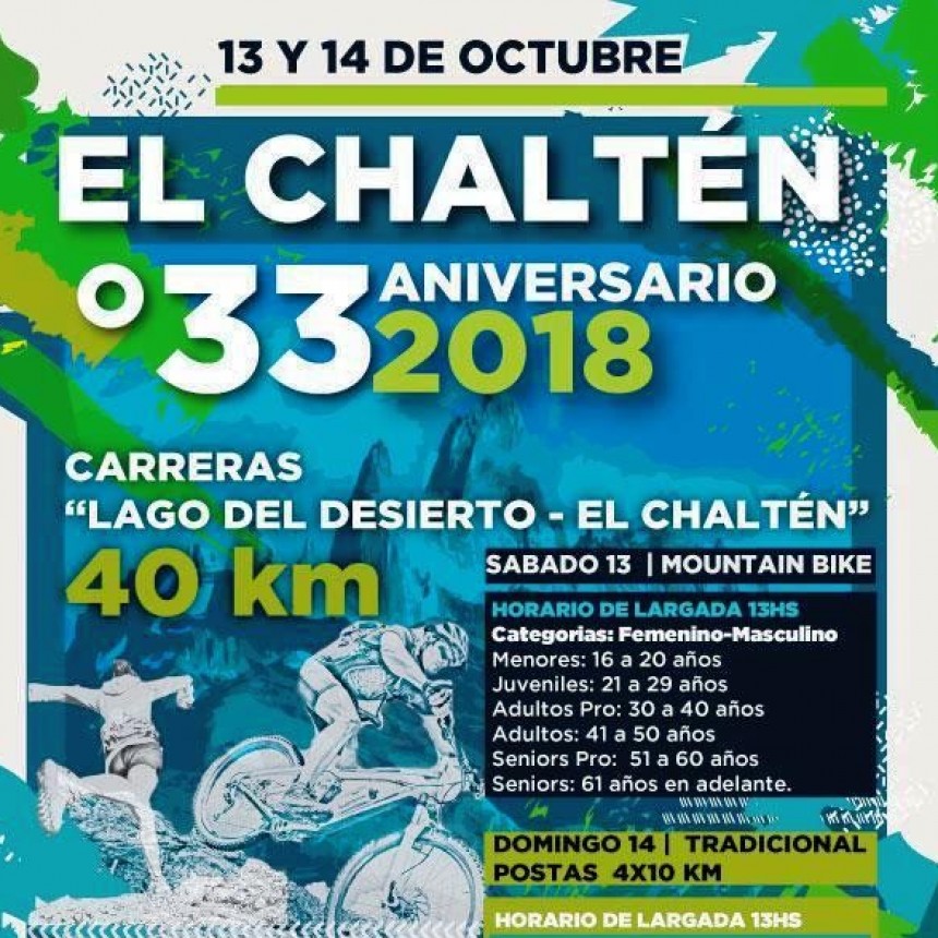 Abri&oacute; la inscripci&oacute;n para las carreras por el 33&ordm; aniversario de El Chalt&eacute;n 