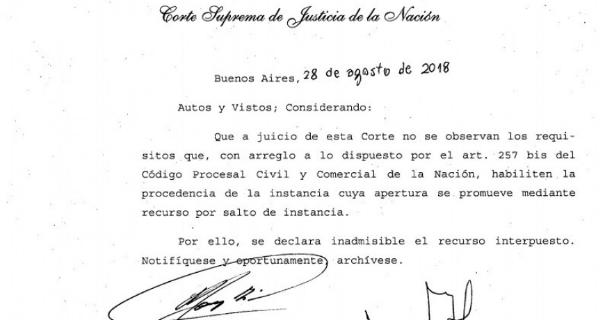 La Corte Suprema rechaz&oacute; el pedido de Per Saltum por las represas