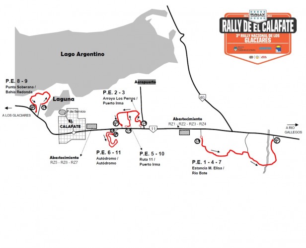 Itinerario y Mapa del Rally Nacional de Los Glaciares	