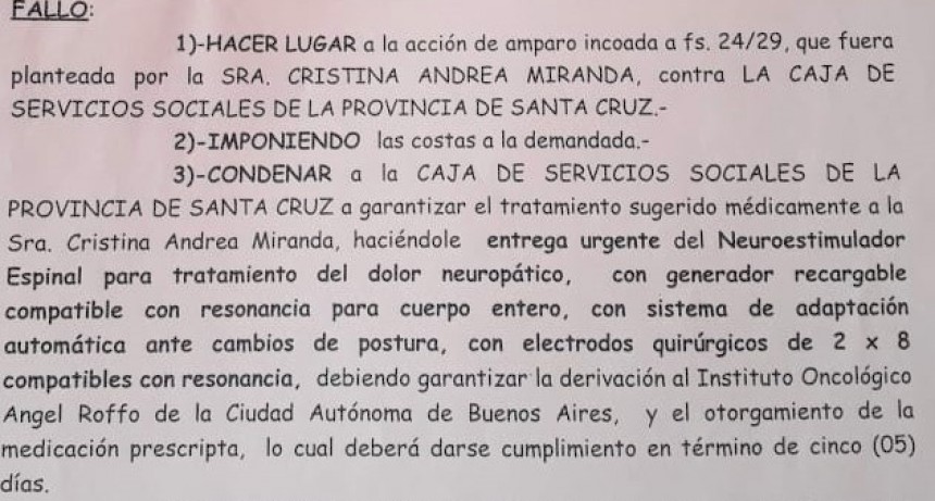 El fallo judicial que la Caja de Servicios Sociales no cumple