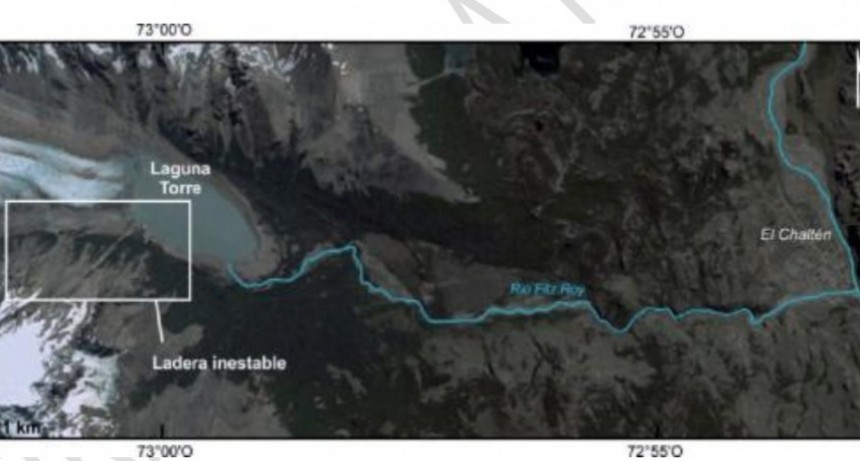 Estudian el riesgo de un potencial derrumbe masivo sobre Laguna Torre