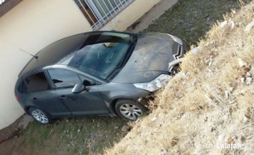 Auto cay&oacute; a un patio