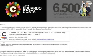 Reciben correos falsos de oferta laboral para las represas