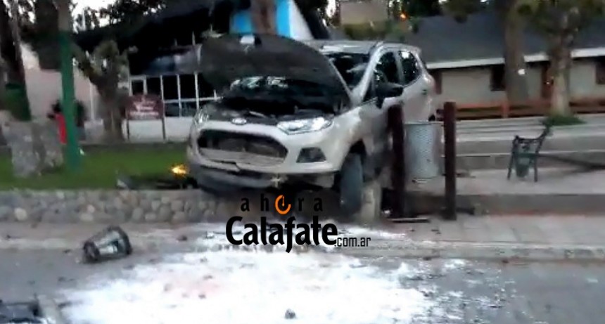 Conduc&iacute;a en ebriedad y termin&oacute; arriba del cantero principal.