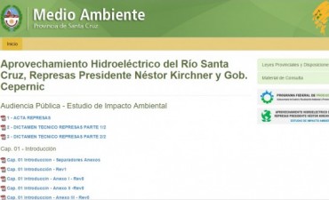 Medio Ambiente public&oacute; informaci&oacute;n del EIA de represas.