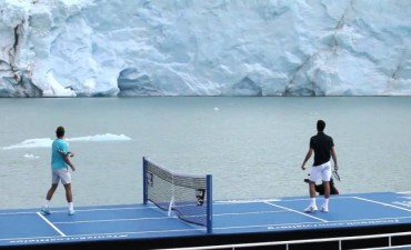 Hace 4 a&ntilde;os Rafael Nadal y Novak Djokovic jugaban frente al Glaciar Perito Moreno.