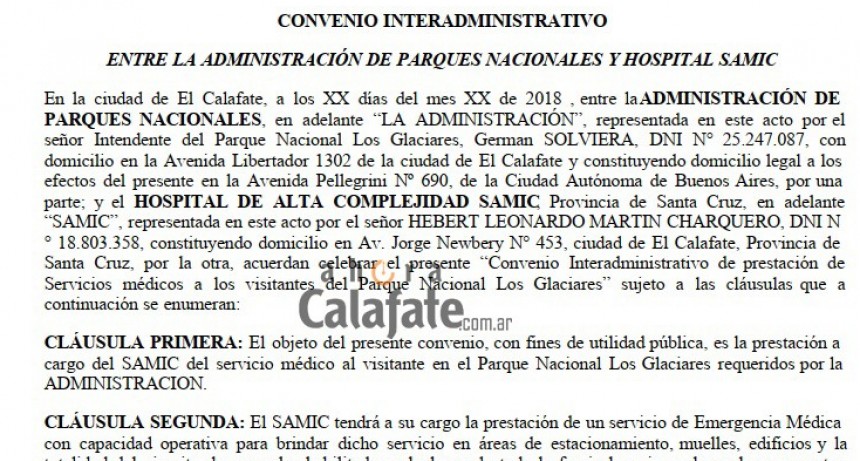 Formalizaron acuerdo para servicio de emergencias en el glaciar Perito Moreno